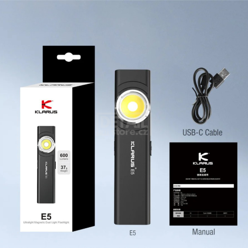 KLARUS E5 Compact Dual Light - Kompaktní inspekční svítilna (600 lm)